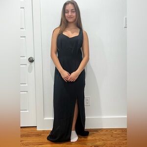 Black Evening Dress with Satin Cross Straps